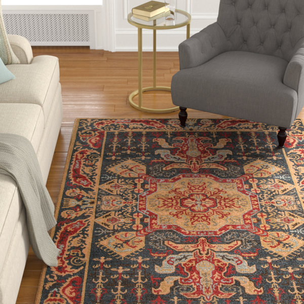 Charlton Home® Miller Oriental Navy/Red Area Rug & Reviews Wayfair